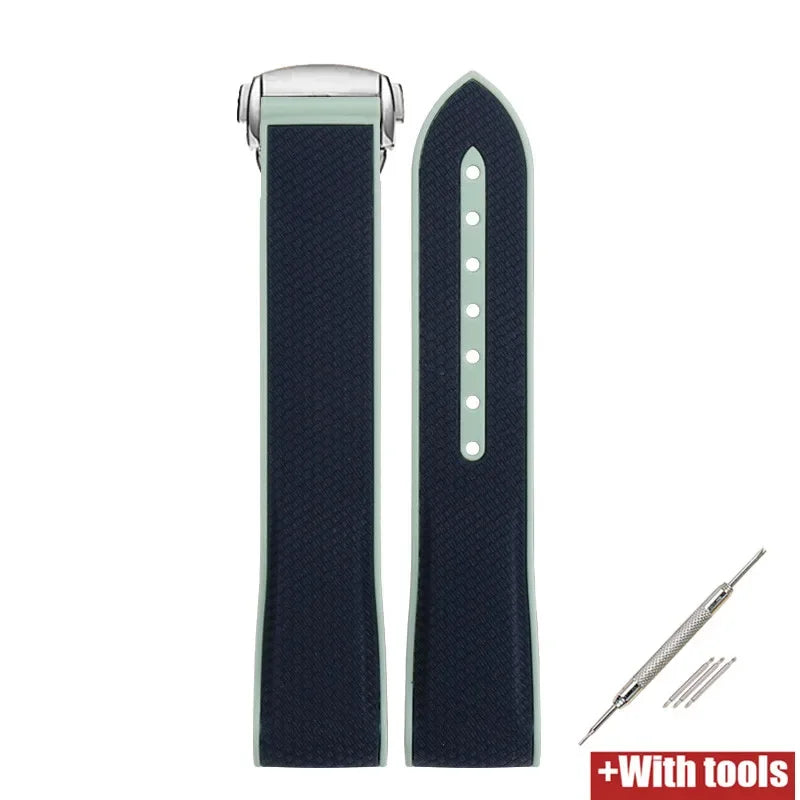Curved End Strap 20mm for Omega X Swatch Joint MoonSwatch Sport Silicone Rubber Folding Buckle Watch Band for Seamaster 300