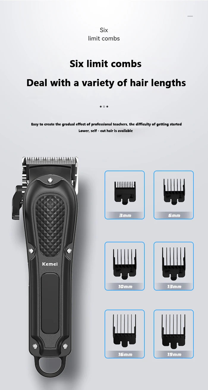 Kemei Hair Clipper Km-1071 Km-2299 Km-2024 UBS Rechargeable Cordless Beard Trimmer Powerful Electric Hair Clippers for Men