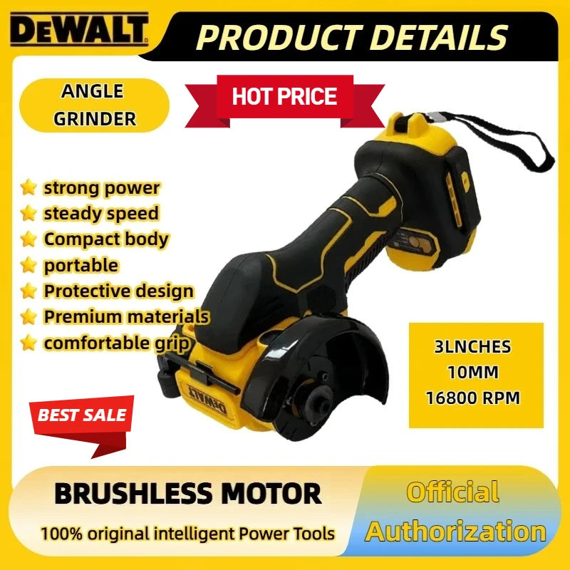 DEWALT Cordless Angle Grinder 3 Inch Mini Polishing Grinding Machine Electric Cutting Tool For 18V 20V Li-ion Battery