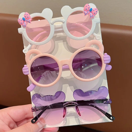 2/3Pcs Boy Girl Cute Bear Frame Bowknot Kids Children Fashion Glasses Eyewear