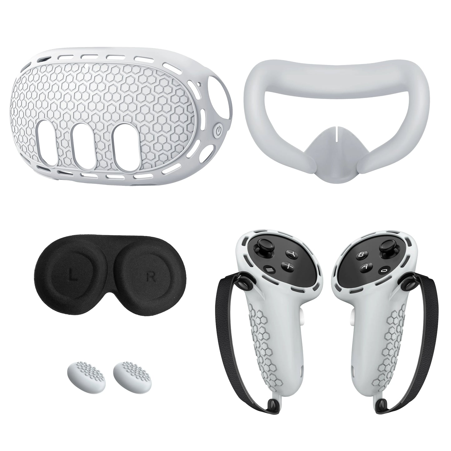 VR Accessories for Meta Quest 3, 4 in 1 Silicone Protective Case Set for Quest 3,Controller Grip Cover,VR Shell Cover,Face Cover