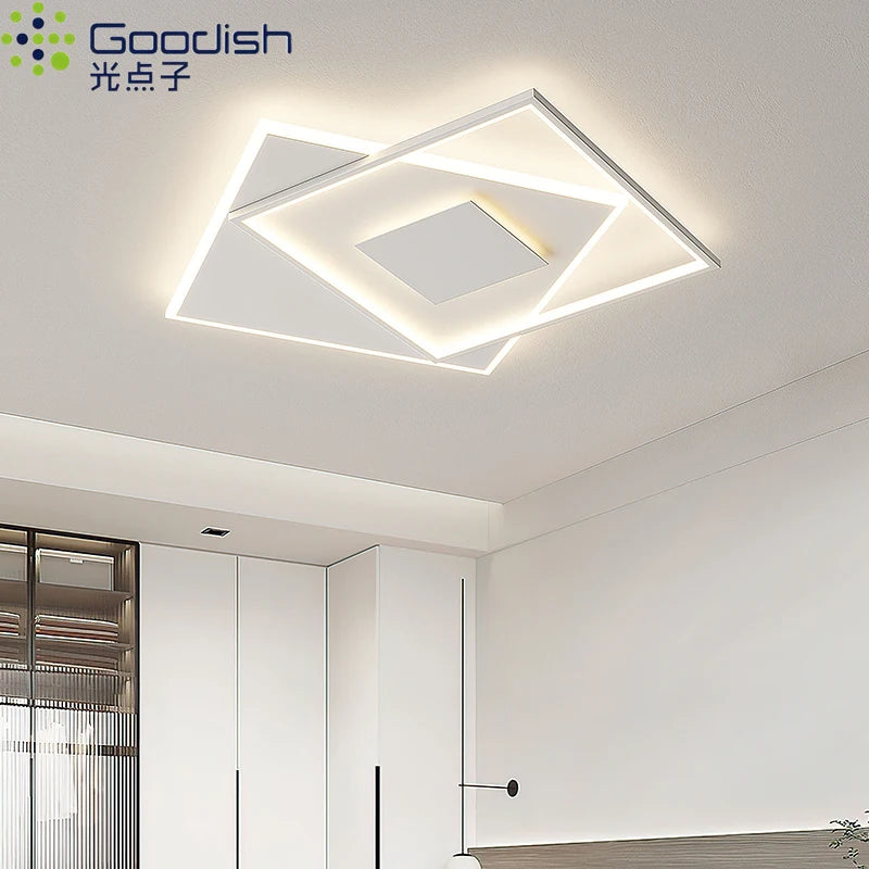 Modern Nordic Led Ceiling Light Square Minimalist Lamps for Kitchen Living Dining  Room Art Home Decoration Chandelier