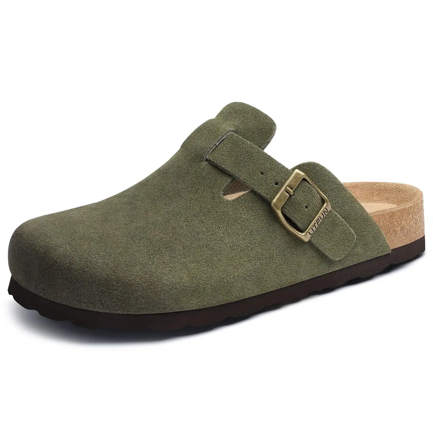 Asgard Women's Genuine Leather Clogs Soft Cork Footbed Cow Suede Mules With Adjustable Strap Fashion Comfort Slip on Slippers