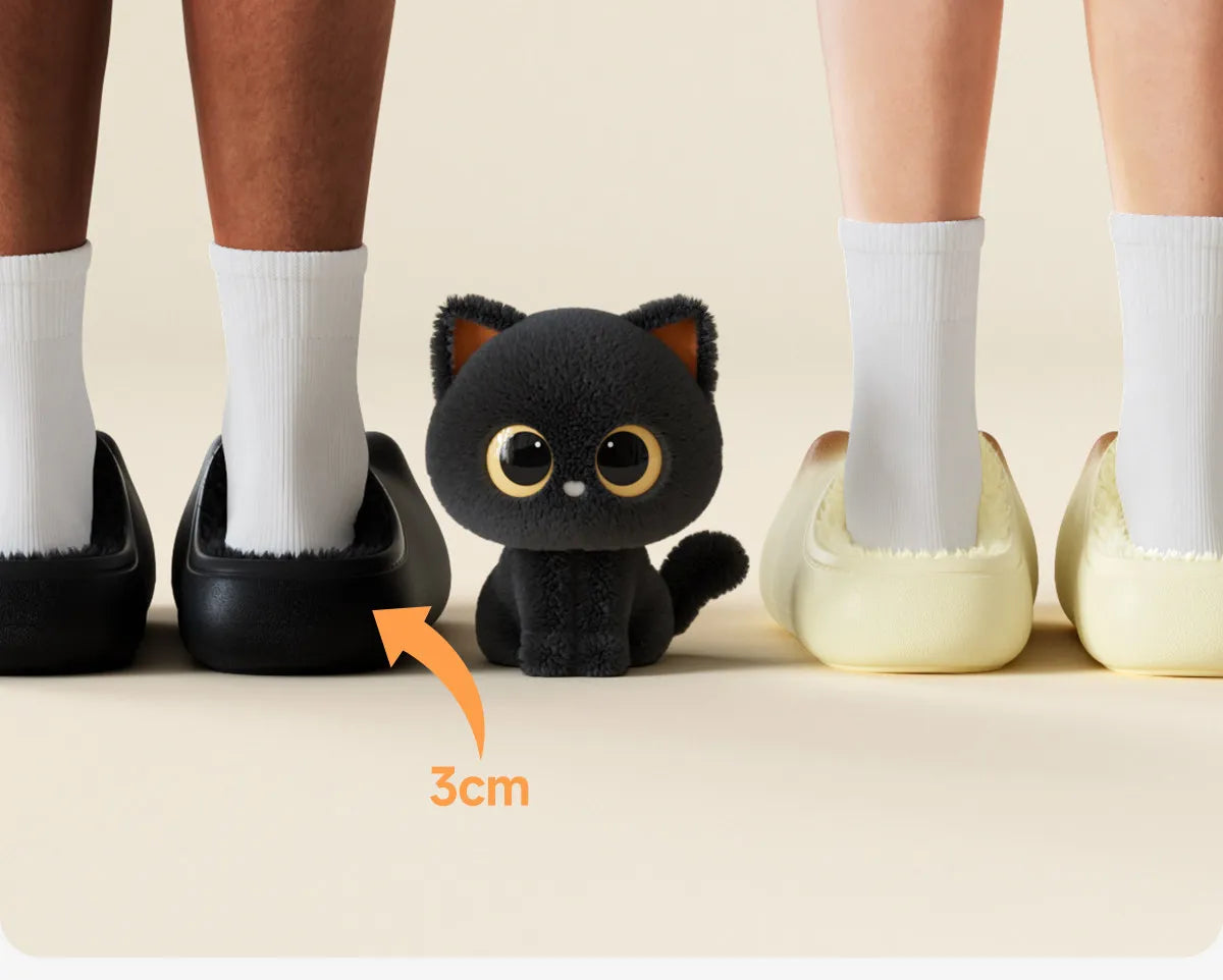 Kawaii Kitty Designer Slippers Women's Bottom Cat Paw Shoes Winter Warm Waterproof Mules Clogs Woman Kitten Home Slipper Adult
