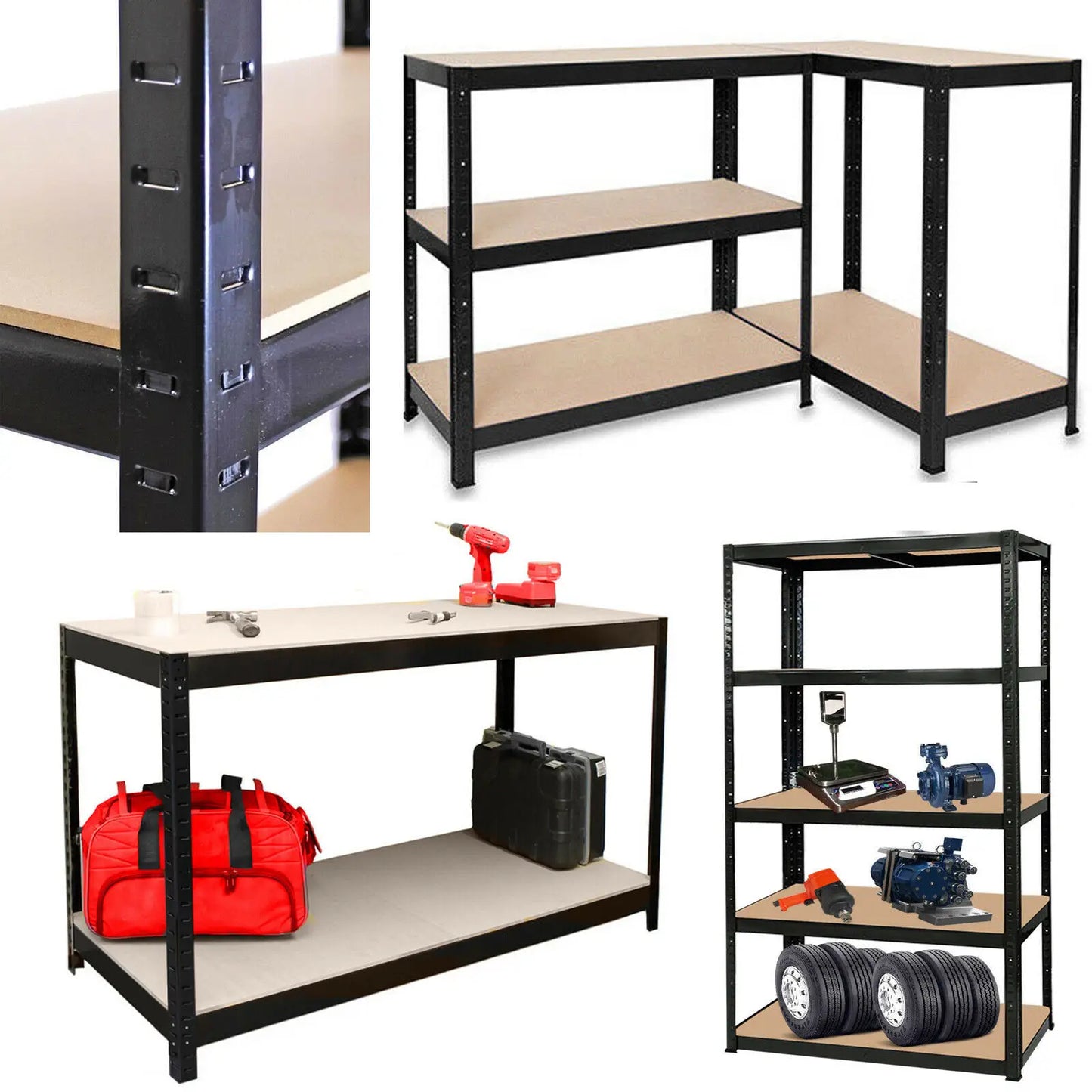 5 Tier Metel Garage Shelf Unit 150x70x30cm, Heavy Duty, Boltless Design, for Warehouse Workshop Office, 875kg Total Capacity