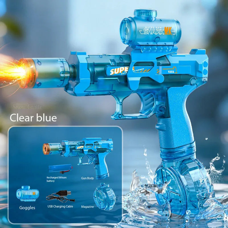Energy Gathering Ring Electric Water Gun LED Lighting  Linkage Deformation Continuous Shooting Toy Summer Beach Pool Games Gift