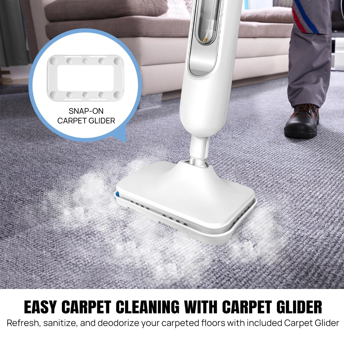 Steam Mop&Detachable Steam Cleaner,1500W Powerful Floor Steamer,Removes up to99.9%of Bacteria andViruses,for Carpet  Clean,400ml