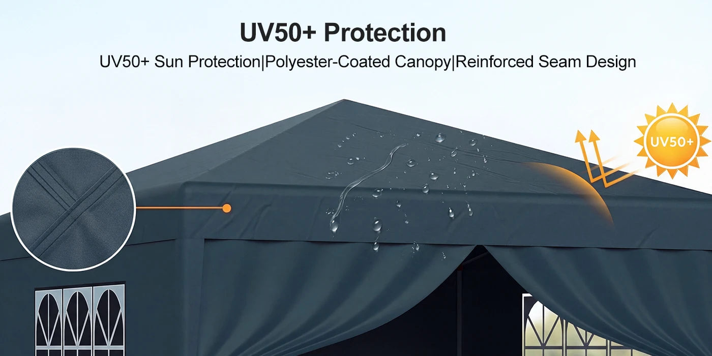 LOEFME 3x3M Pop Up Gazebo Waterproof Windproof Portable Outdoor Canopy Sun Shelter Removable 4 Sides Cloths Garden Camping Tent