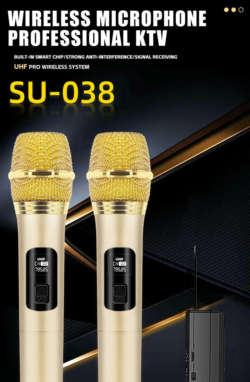 Lenovo Wireless Microphone 2.4G UHF Fixed Frequency 2 Channels Handheld Micphone For Live Party Karaoke Professional Meeting