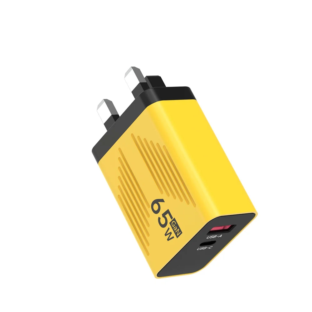 65W GaN USB C Fast Charger PD QC 3.0 Travel Wall Adapter with UK US EU Plug for iPhone Samsung Xiaomi Huawei Mobile Phone