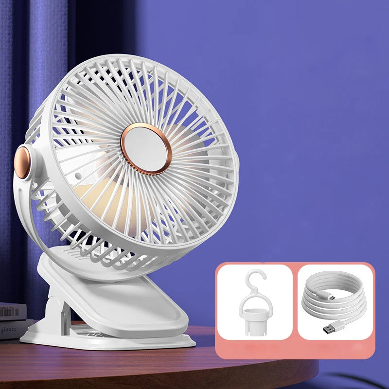 Baby 3 Speeds Stroller Mini Fan With Light Portable USB Charging Fan Mobile Phone Holder Stroller Accessories Baby Newborn Items