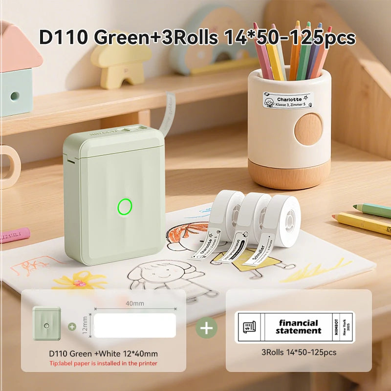NIIMBOT D110 Upgraded Version Thermal Label Printer Mini Portable Smart Label Maker With Tape for Office Home Kitchen School