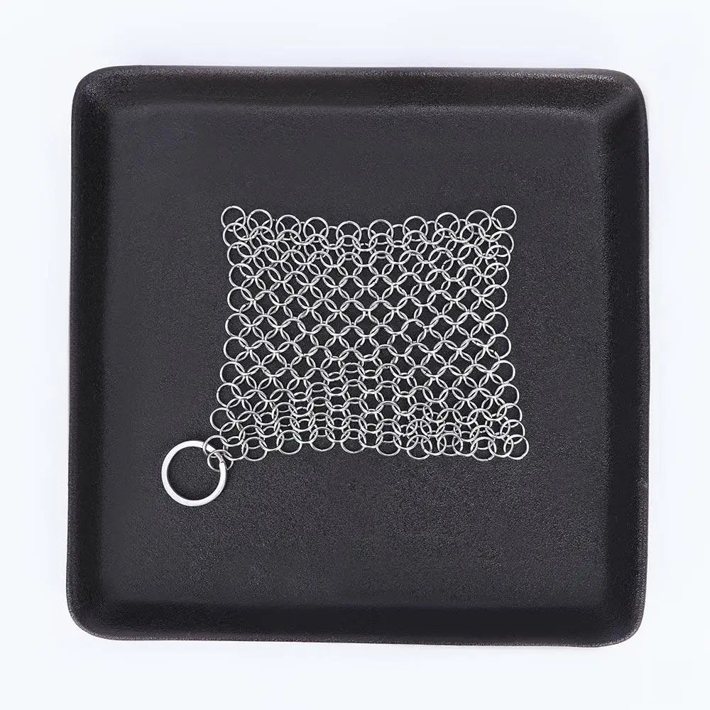 Bowl 10x10cm Cookware Wok Chainmail Circular Ring Square Scrubber Pan Brush Stainless Steel Kitchen Tool Cast Iron Cleaner