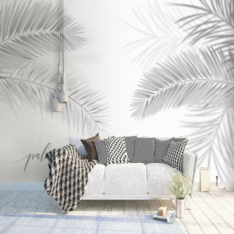 3D Hand-Painted Nordic Style Coconut Leaves Wall Mural for Living Room Bedroom Modern Art Photo Wallpaper Tropical Home Decor