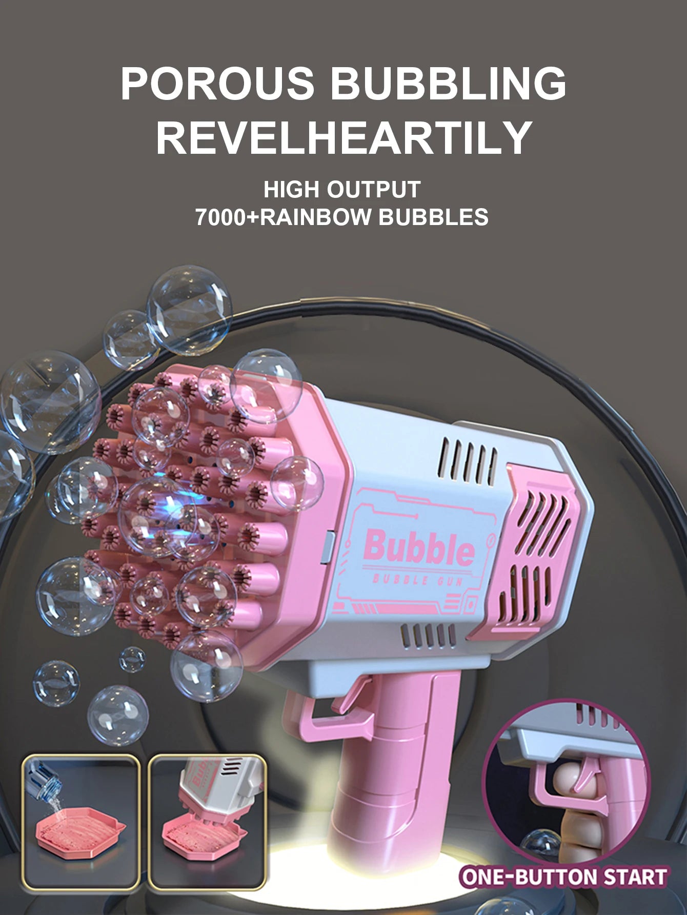 40 hole handheld fully automatic space light bubble machine electric children's toys without battery without  bubble water
