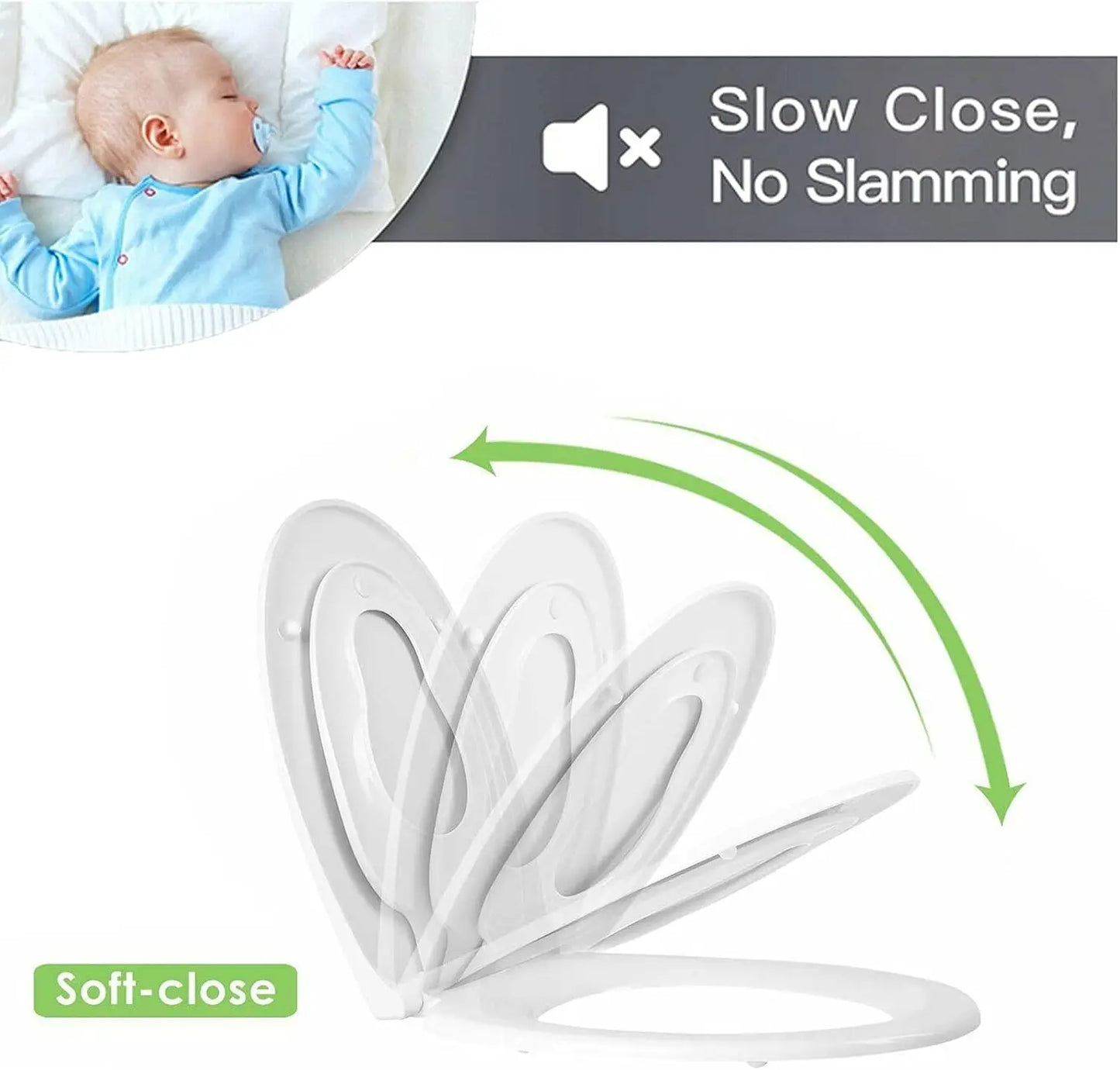 DayPlus Toilet Seat, Soft Close Toilet Seats White with Quick Release, Sturdy Duroplastic Anti-Bacterial Toilet Lid WC Seats