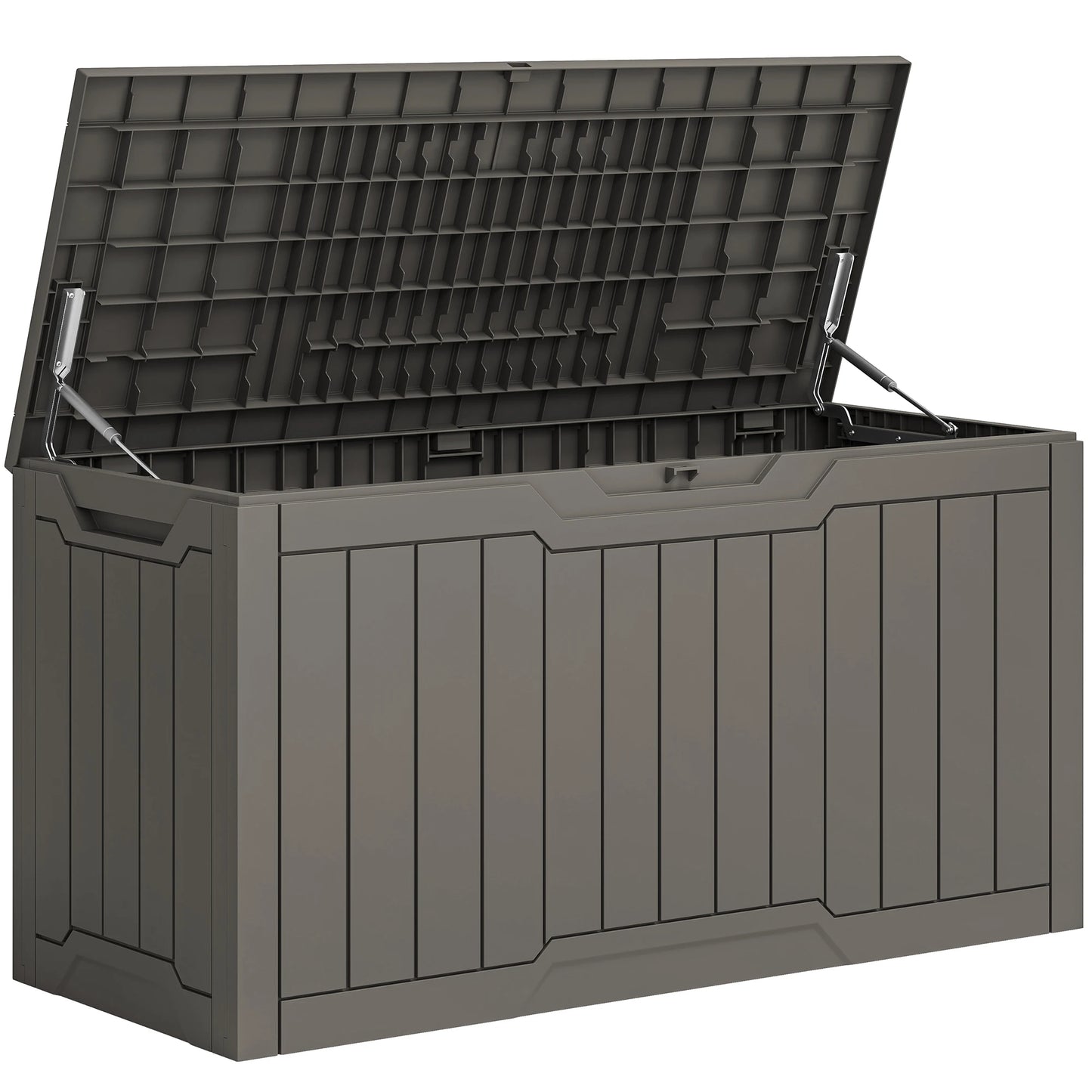 300L Resin Outdoor Storage Box, Waterproof Lockable Deck Box with Handles, All-Weather Patio Organizer for Cushions & Gear