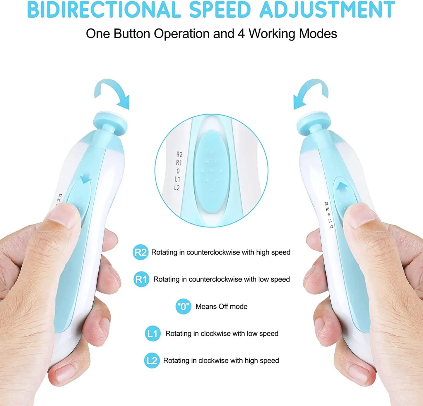 MAMIJOY  Electric baby Nail clipper LED Light Baby Nail Trimmer Baby Care Set 4-speed speed Adjustment With Low Noise