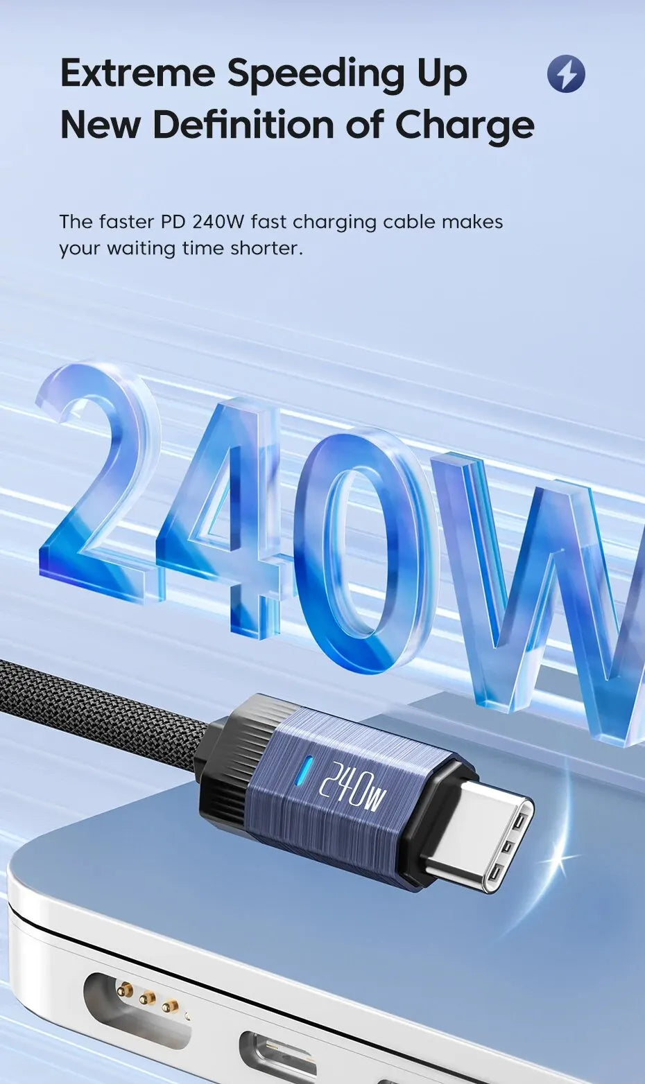 Toocki 240W USB C to USB Type C Cable 48V 5A PD3.1 Super Fast Charging for iPhone 15 ProMax Samsung S23 MacBook Hauwei Xiaomi