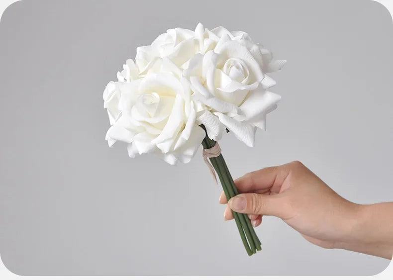 5 Head Curled Rose Bouquet with Artificial Moisture Sensation High-end Silk Flower Home Decoration Wedding Decoration