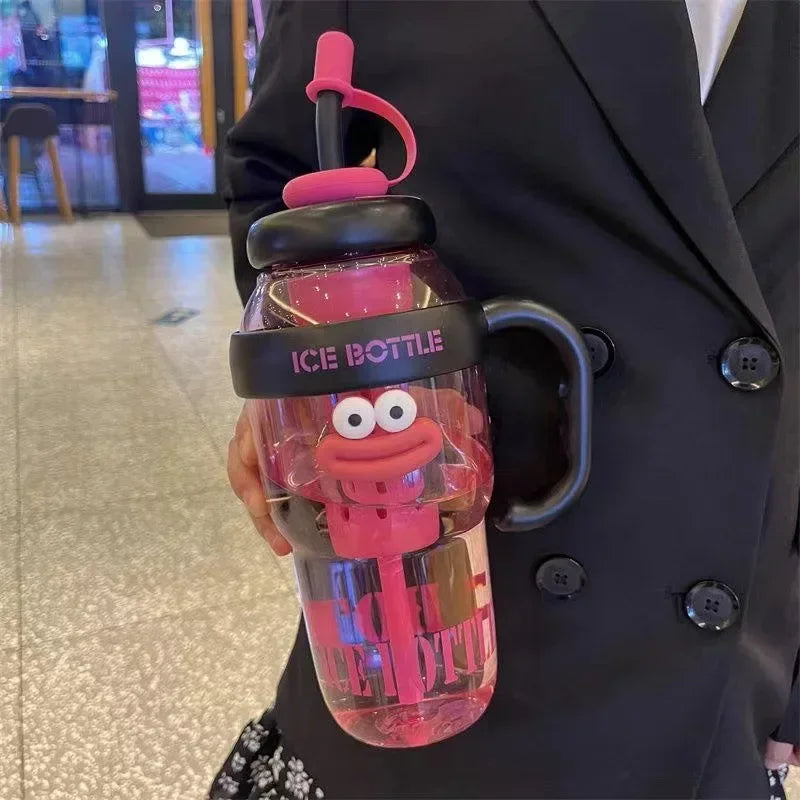 1100ML Sports Water Bottle Cute Aesthetic Large Capacity Straw Cup for Women Children Water Cup Summer Outdoor Portable Use