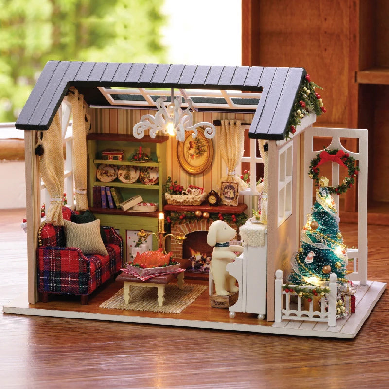 DIY Miniature Dollhouse Kit Assemble Puzzle 3D Wooden House Room Craft With Furniture LED Lights For Friends Birthday Gift Toys