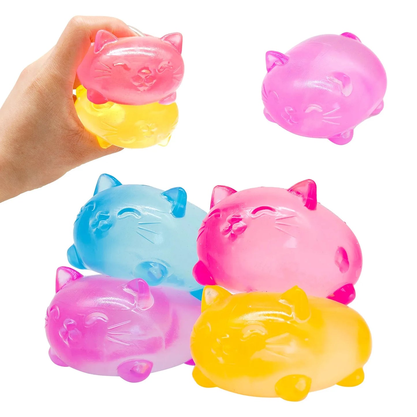 NeeDoh Cool Cats Squishy Cat Stress Toy Glitter Translucent Fidget Toy for Anxiety Relief