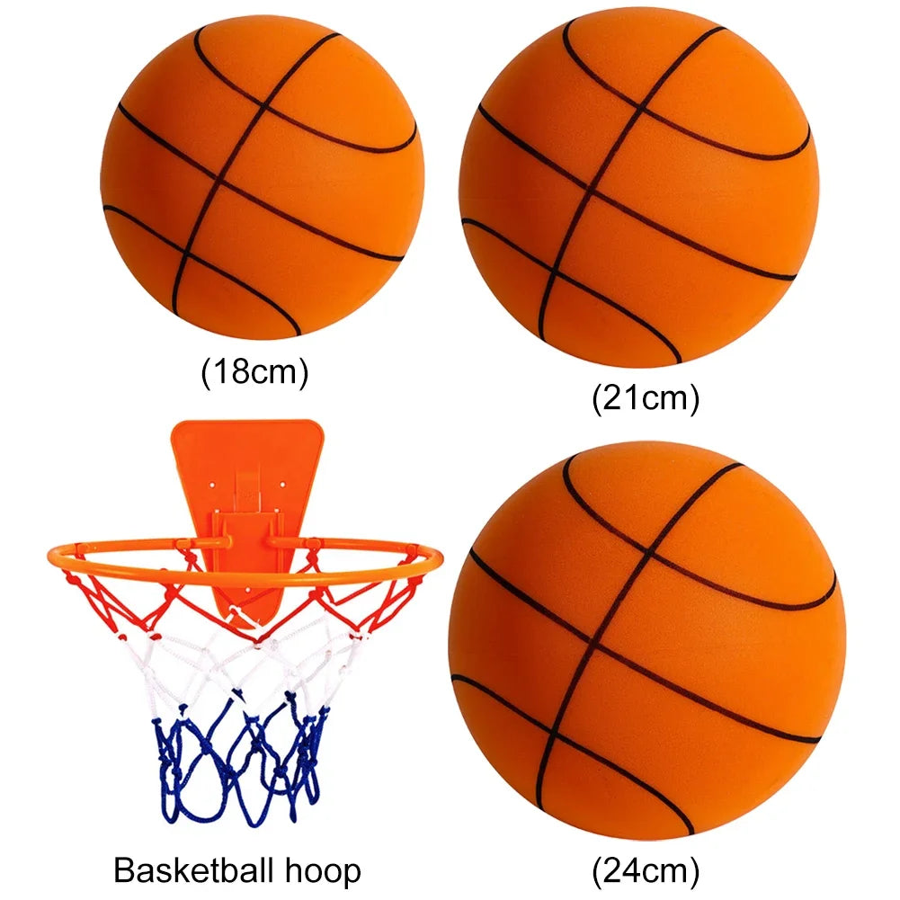 Kids Indoor Silent Basketball Ball 24/21/18cm High-Resilience Foam Silent Basketball Size 7 Lightweight Small Basketball Basket