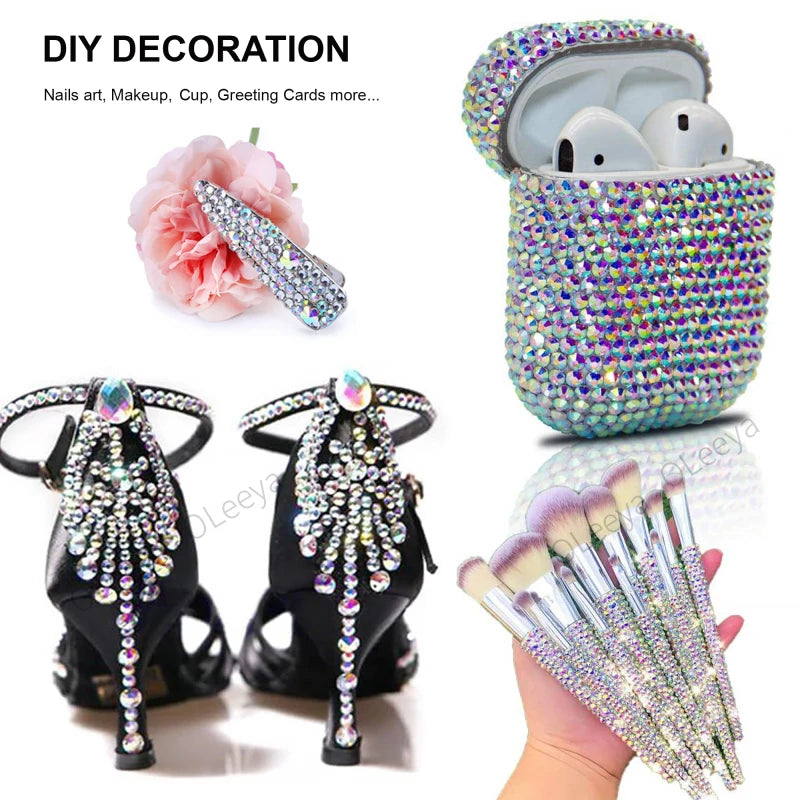 Oleeya Wholesale Flatback Silver bottom Resin Cтразы Non hotfix Rhinestones in Big Package Glitter Crystals and Strass For 네일파츠