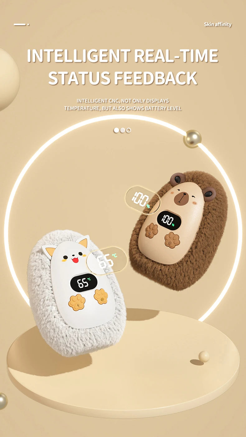 Plush Hand Warmer Winter Mini Portable Three-speed Adjustment Battery Life Long-lasting Smart Temperature Control Hand Warmer