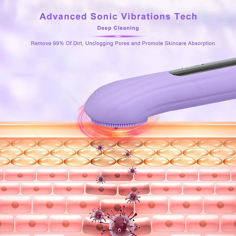 Sonic IPX7 Waterproof Facial Cleansing Brush Device Silicone Face Scrubber Exfoliator Cleaner Vibration Massager Deep Cleansing