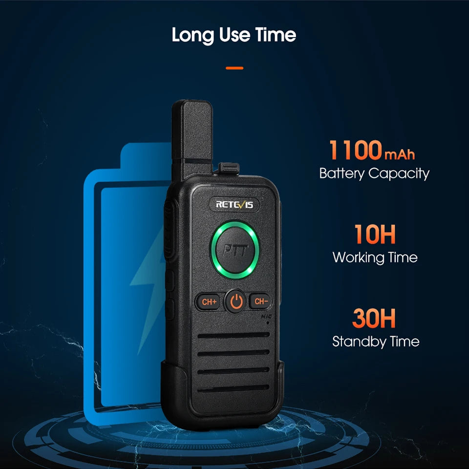 Retevis RB645 Walkie Talkie Dual PTT Professional Walkie-talkie Portable PMR446 Two Way Radio VOX USB C for Hotel Restaurant