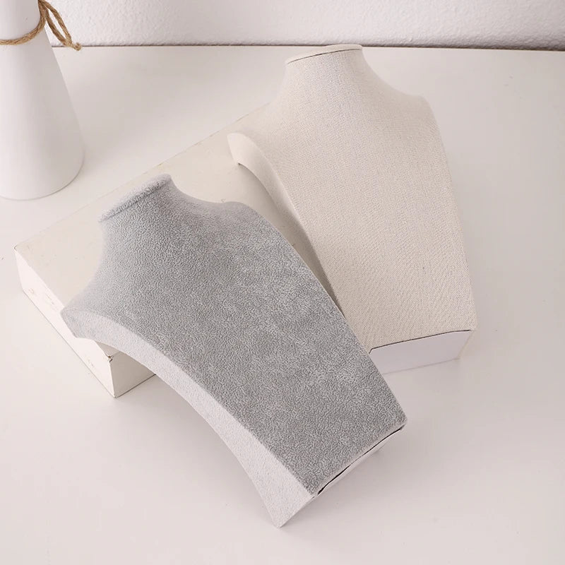 Mannequin Linen Velvet Necklace Pendant Chain Jewelry Bust Neck Display Stand Holder Mannequin  Necklace Pendant Window Display