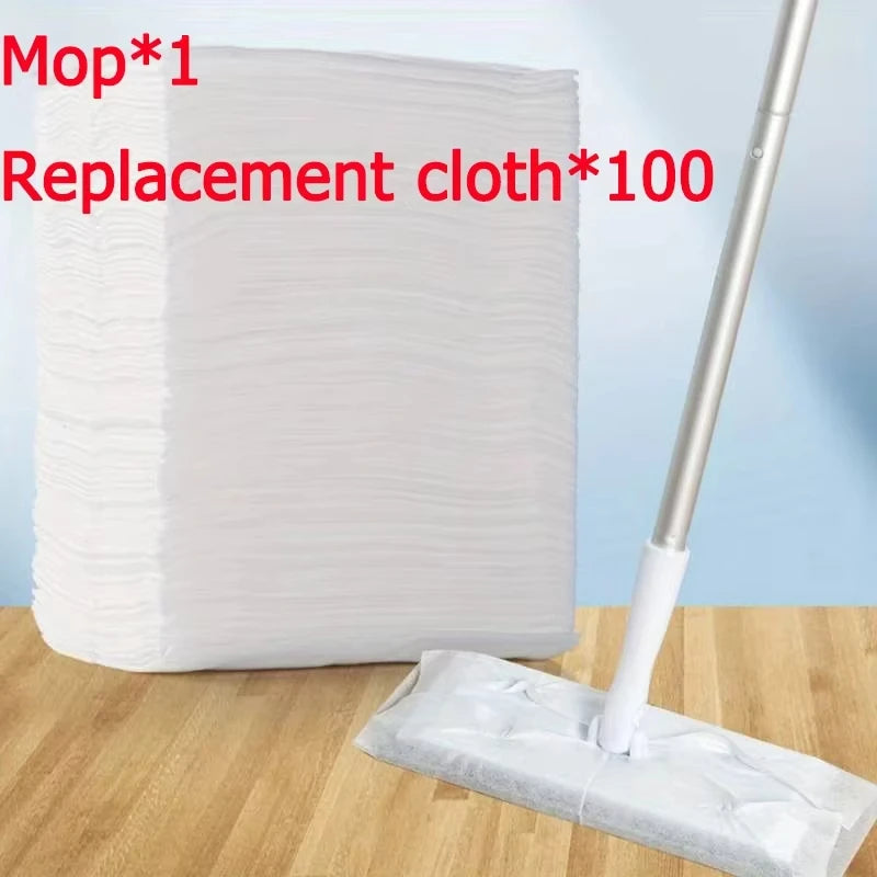 Disposable Mop Cloth Cleaning Mop 360° Rotating Dry and Wet Flat Household Electrostatic Dust Removal Mop Floor Tile Floor Clean