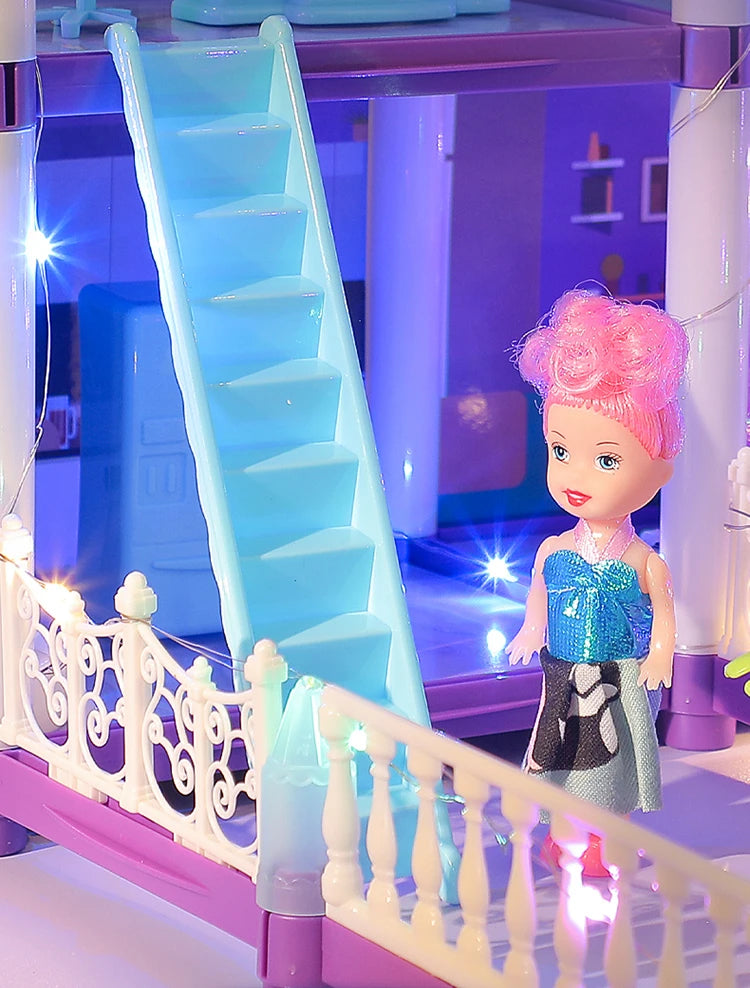 3D DIY Fantasy Princess Castle Villa Assembly Doll House Set Toys, Girls Home Toys & 3D Kids Toys
