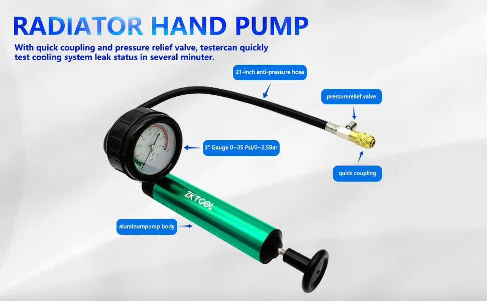 18pcs Radiator Pump Pressure Tester Kit, 18pcs Radiator Pump Pressure Tester Kit, Car Cooling System Water Tank Leak Test