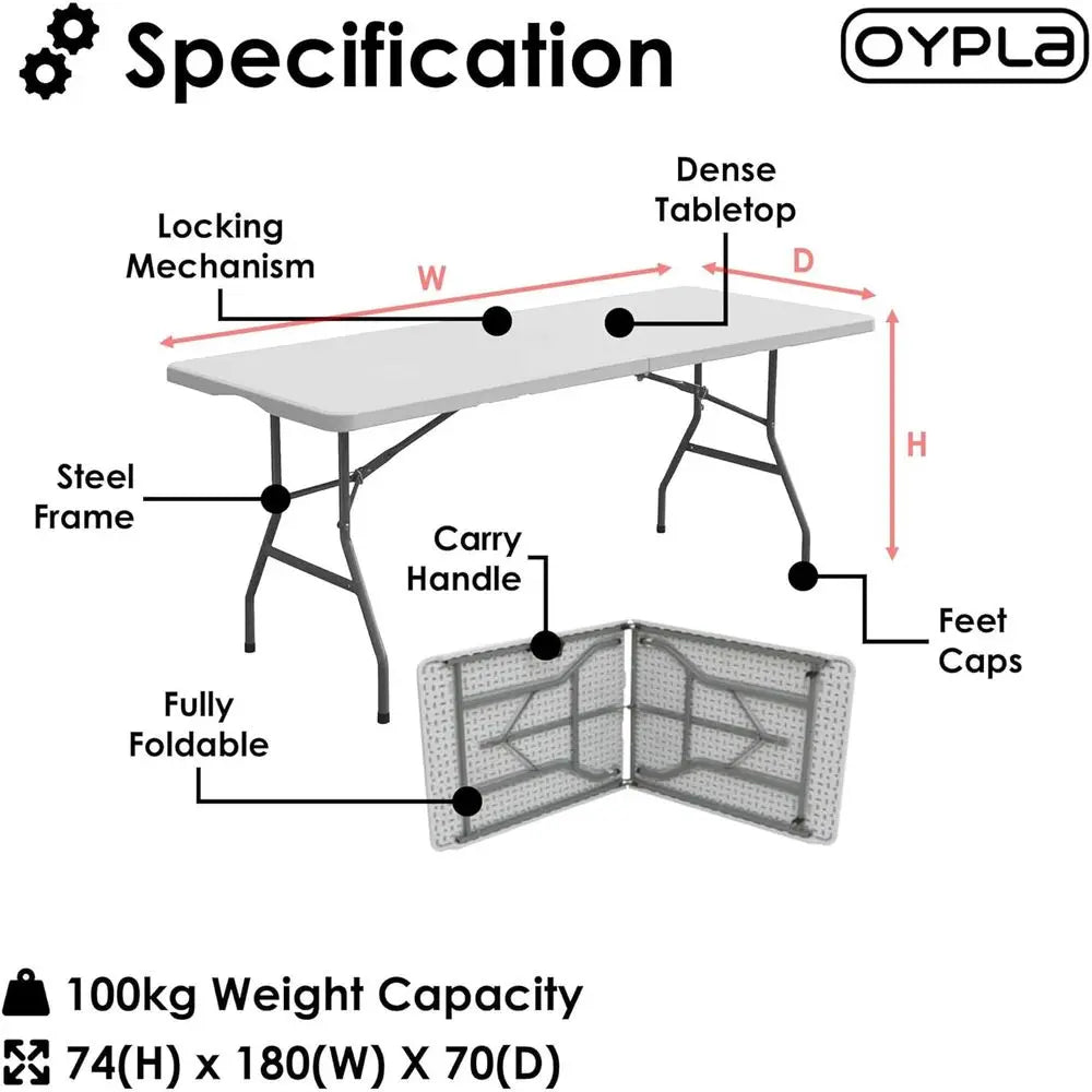 Sturdy 6ft 1.8m High Outdoor Catering Trestle Table for Parties and Gardens