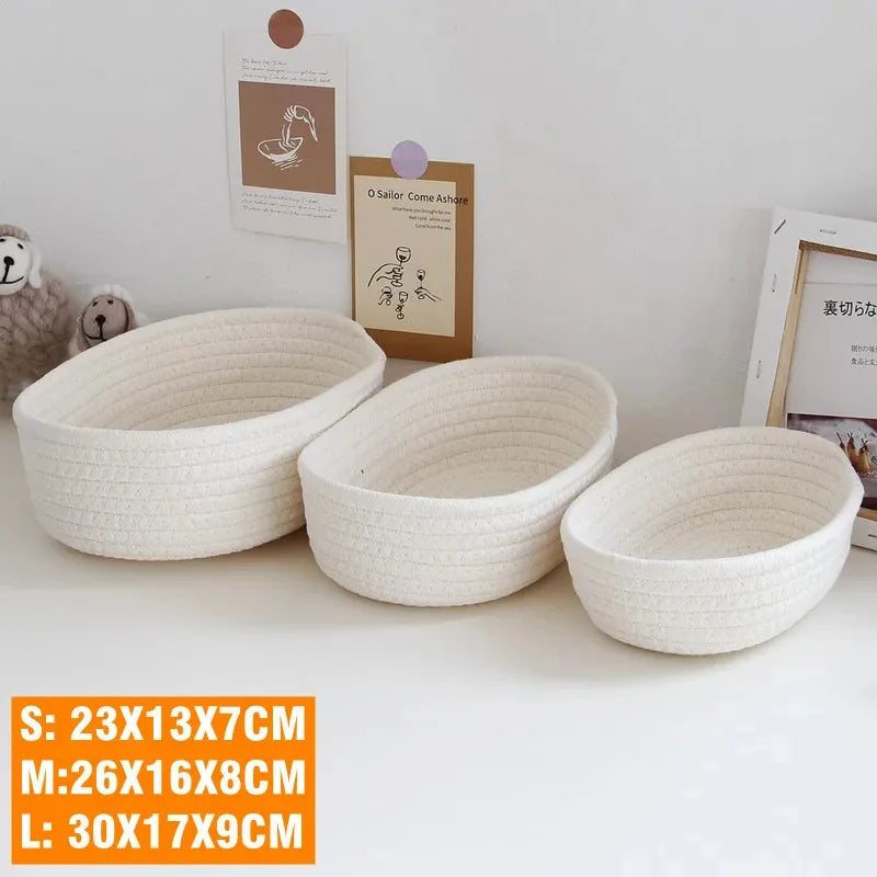 Nordic Cotton Rope Woven Storage Baskets Organize Boxs Desktop Sundries Organize Basket Sundries Key Cosmetics Storage Box