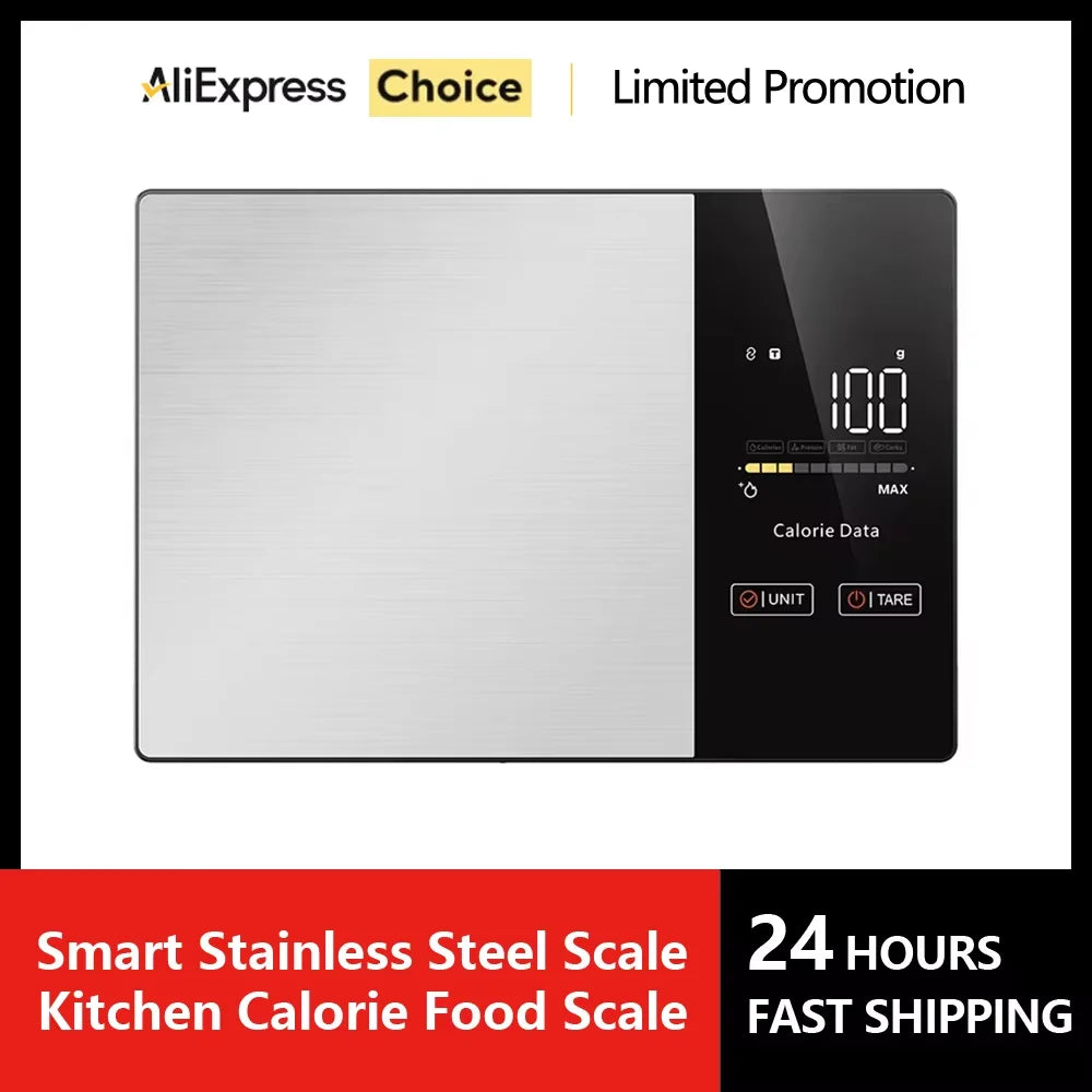 Smart Kitchen Scale Stainless Steel Food Calorie Protein Fat Carbs Nutritional Calculator 11LB/5kg Weight for Healthy Cooking