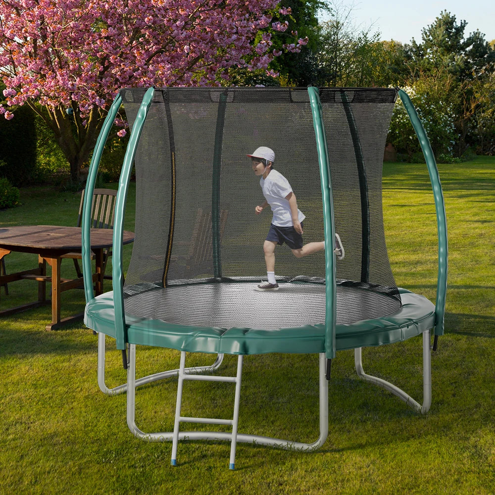 【Breeins】Outdoor Enclosure Trampoline with Ladder Exercise Workout Rebounder Sport Trampoline Handle Adults Jumping Training