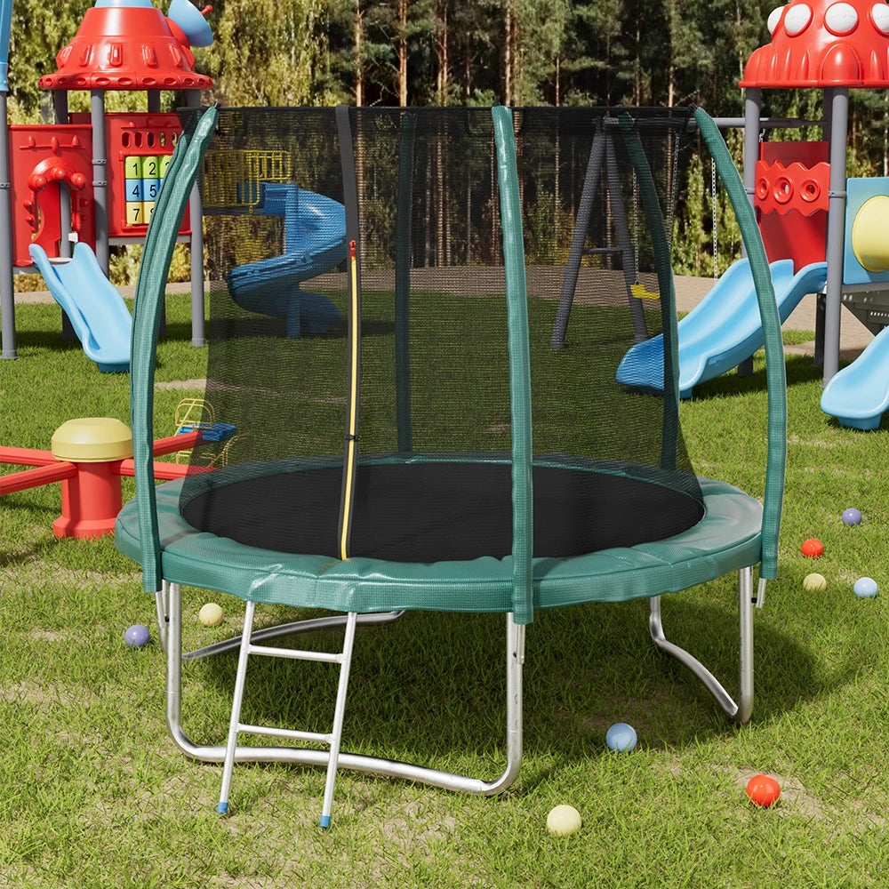 【Breeins】Outdoor Enclosure Trampoline with Ladder Exercise Workout Rebounder Sport Trampoline Handle Adults Jumping Training