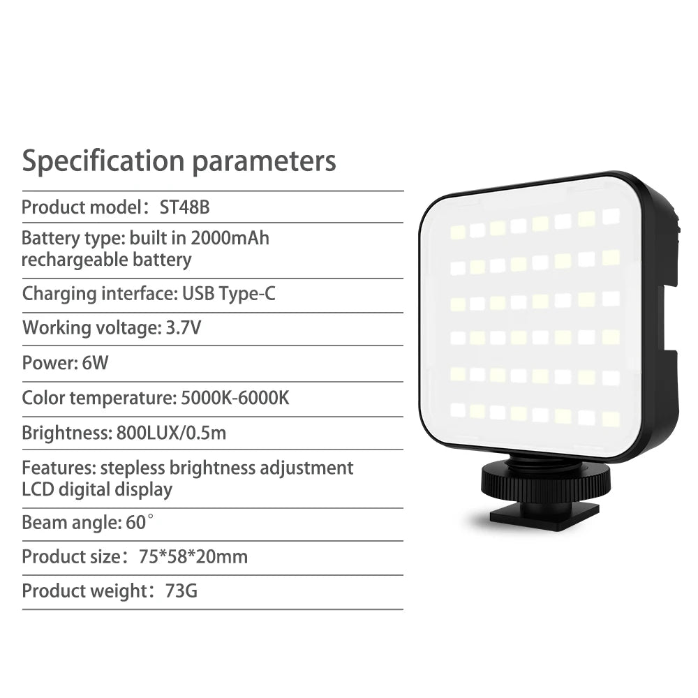 BAFANG Mini Fill Light Portable Pocket Selfie Light Handheld LED For DJI Sony Canon GoPro Camera Selfie Adjustable Photography