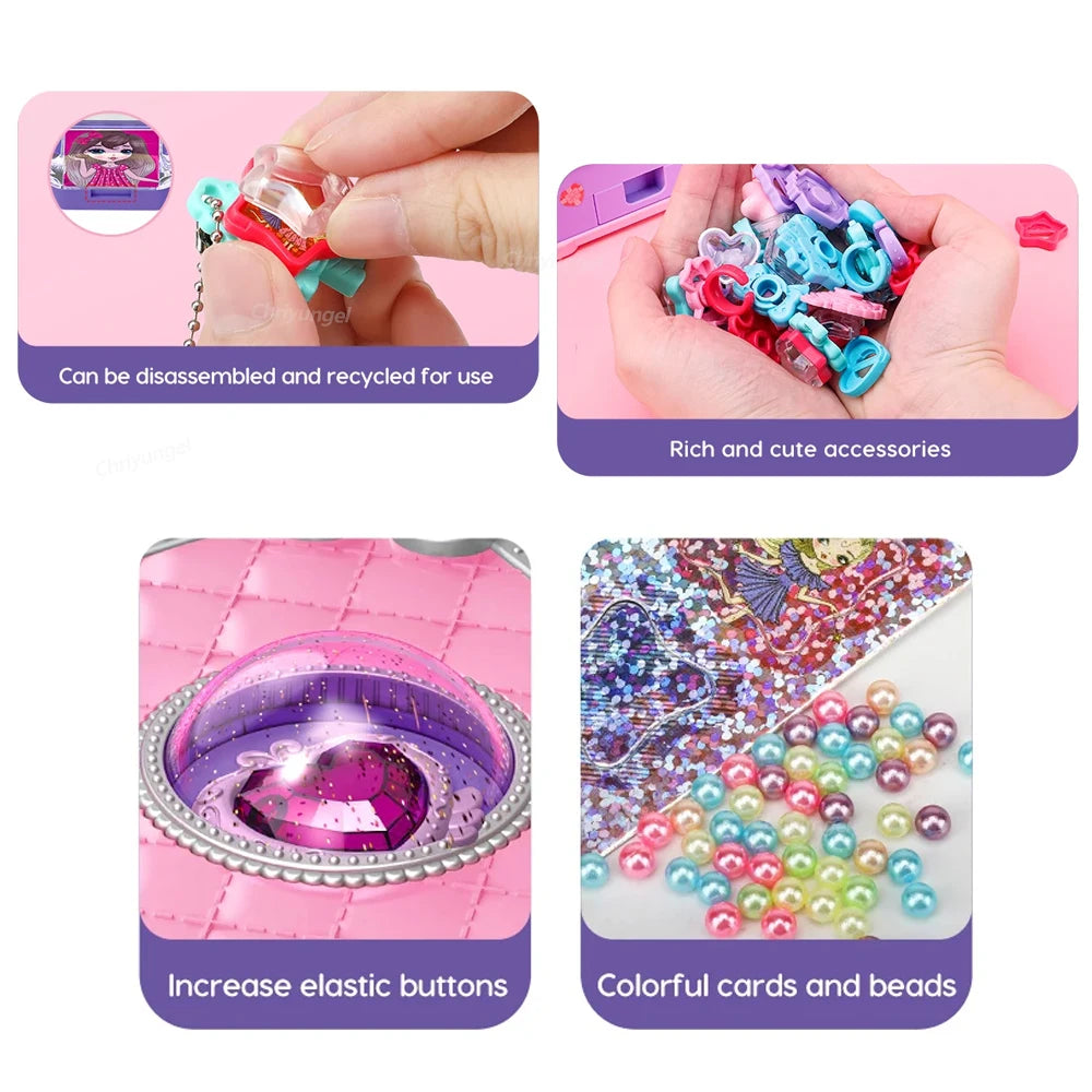 Magic Jewelry Making Kit 3D Magic DIY Jewel Rings Keychain Creative Handmade Craft Box Set for Girls Xmas Birthday Gifts