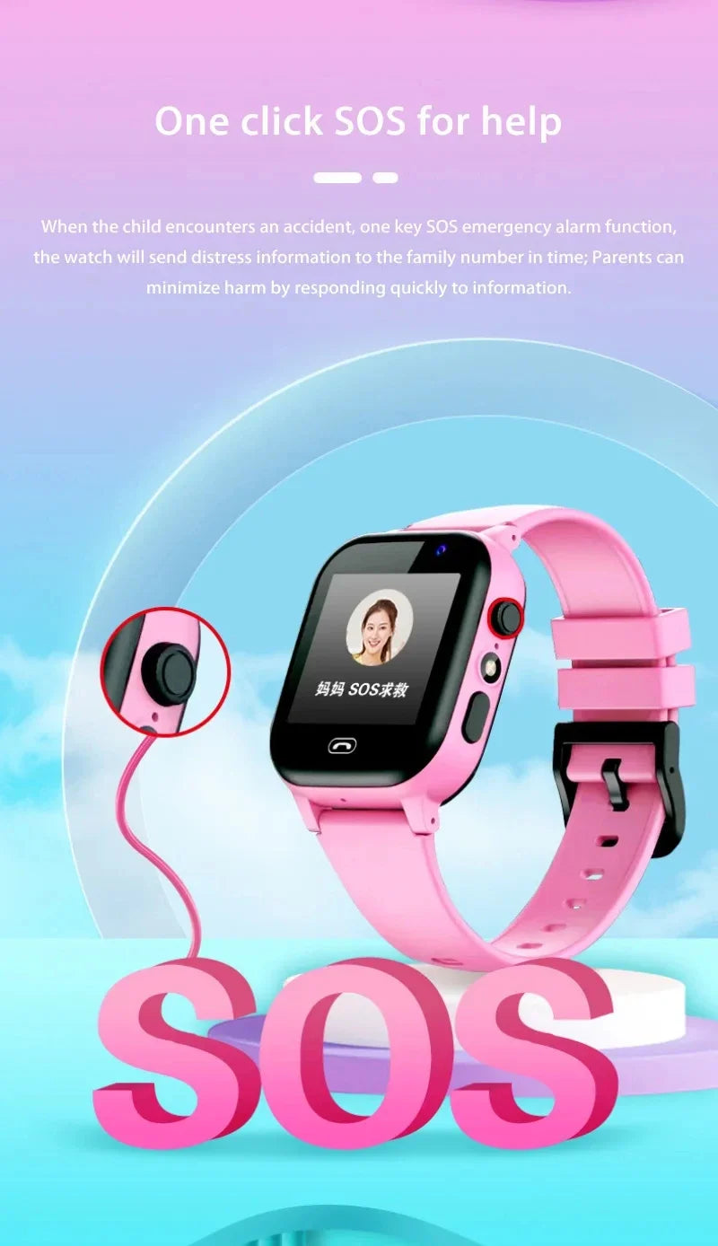 Lenovo 4G Kids Smart Watch 8K Camera SOS GPS Tracker Sim Card Call Waterproof Child Watch for Boys Girls Birthday Gift Android