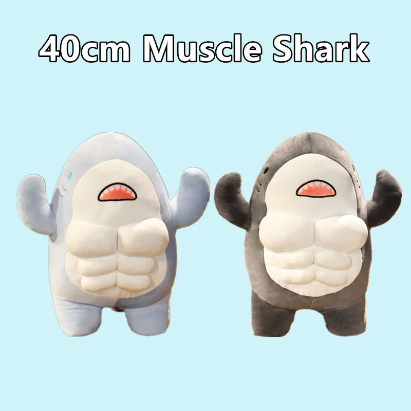 40CM Muscle Shark Plush Doll Cute Worked Out Shark Stuffed Cartoon Toys Strong Animal Pillow For Girl Boyfriend Gifts