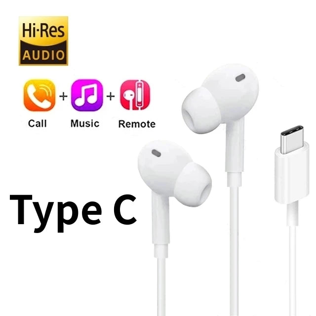 Type C 3.5mm Wired Earphones For in-ear Redmi Note Xiaomi 17 15 14 13 12 11 Pro Headphones Headset Samsung Huawei Phone Tablet