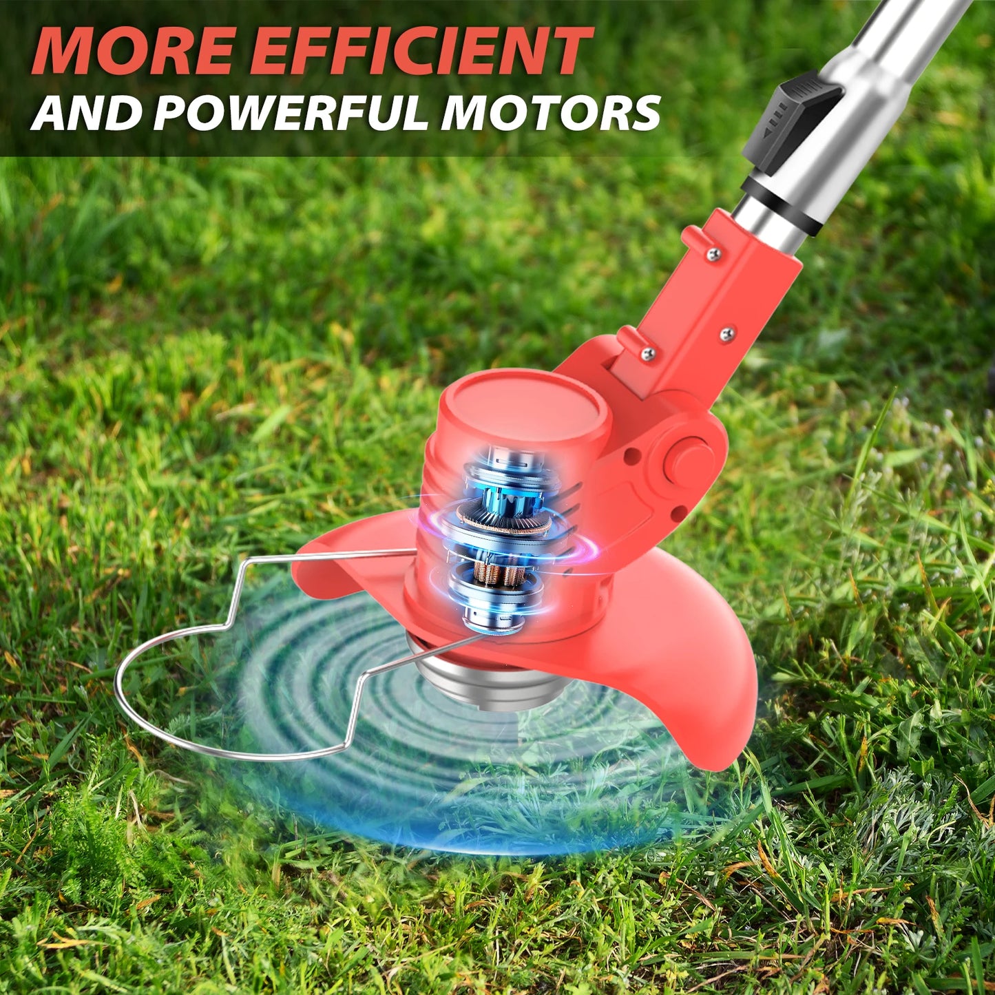 21V Cordless Weed Wacker 3 in 1 Rechargeable Weed Wacker Electric for Lawn Garden Yard,With Battery,Red