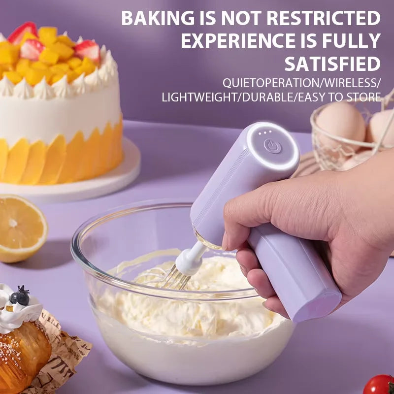Handheld Electric Egg Beater Wireless Rechargeable Milk Frother Coffee Drink Mixer Milk Foamer Kitchen Tool For Cakes