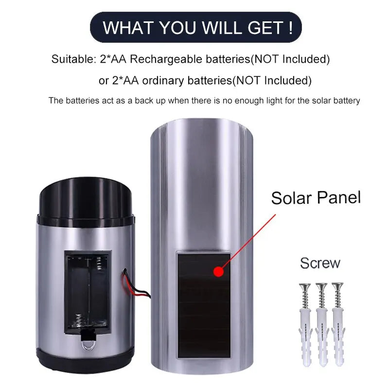 1PC Solar Powered Dummy Fake Security Camera Bullet Security Simulated Surveillance System,No Wiring Required, Red LED Lights