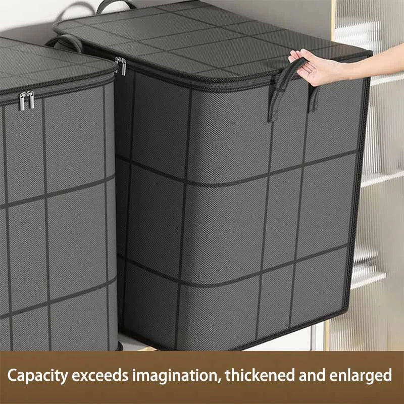 Super Large Capacity! Thick Black Woven Storage Bag For Home Use, Clothes, Blankets, Cotton Quilts, Organizing And Moving Tools